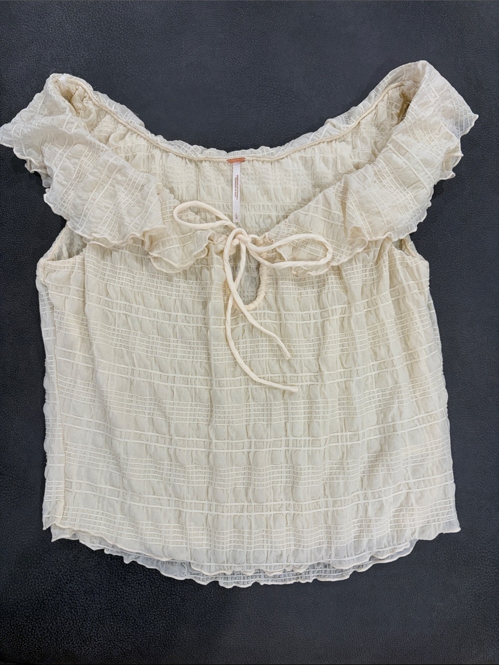 Free People Cream Off-Shoulder Ruffle Tie Camisole